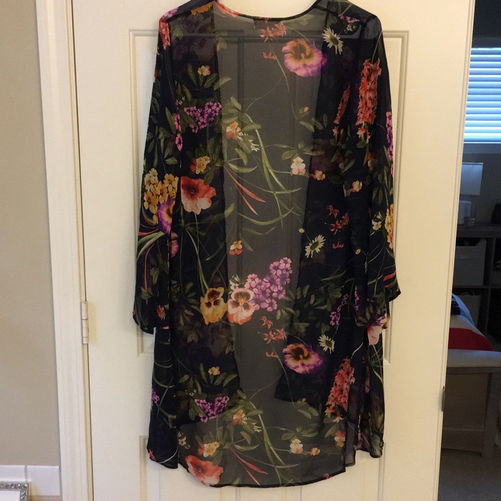 Anthropologie Lush floral sheer kimono size XS - Picture 4 of 4